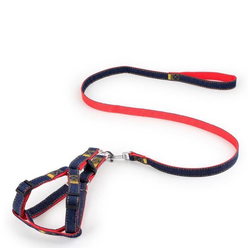 Arnés + Correa para mascotas con tela Denim Arnés + Correa para mascotas con tela Denim